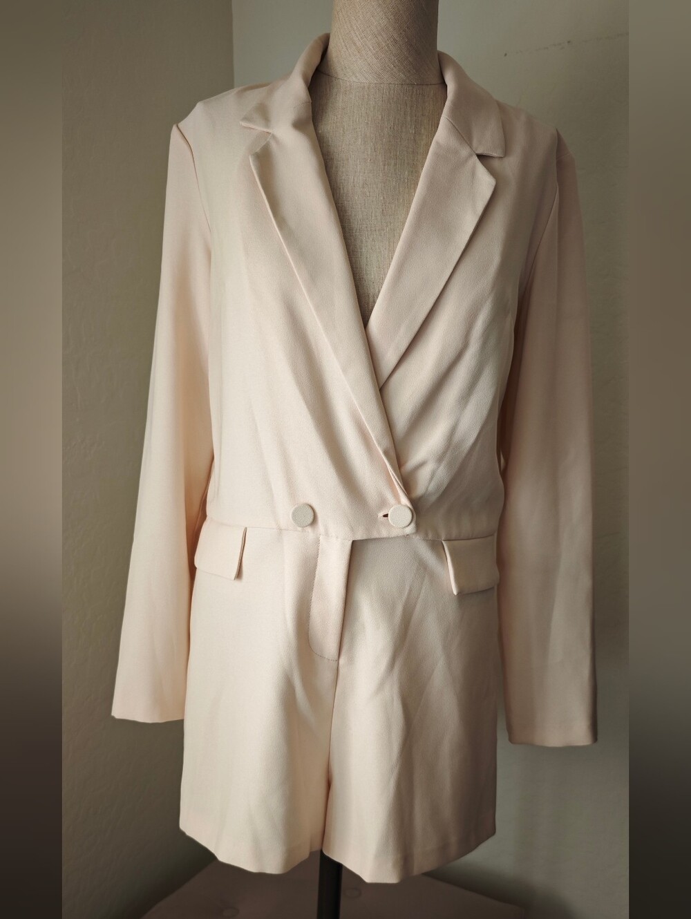 Topshop Tailored Blazer Romper Playsuit - Cream Blush Small
